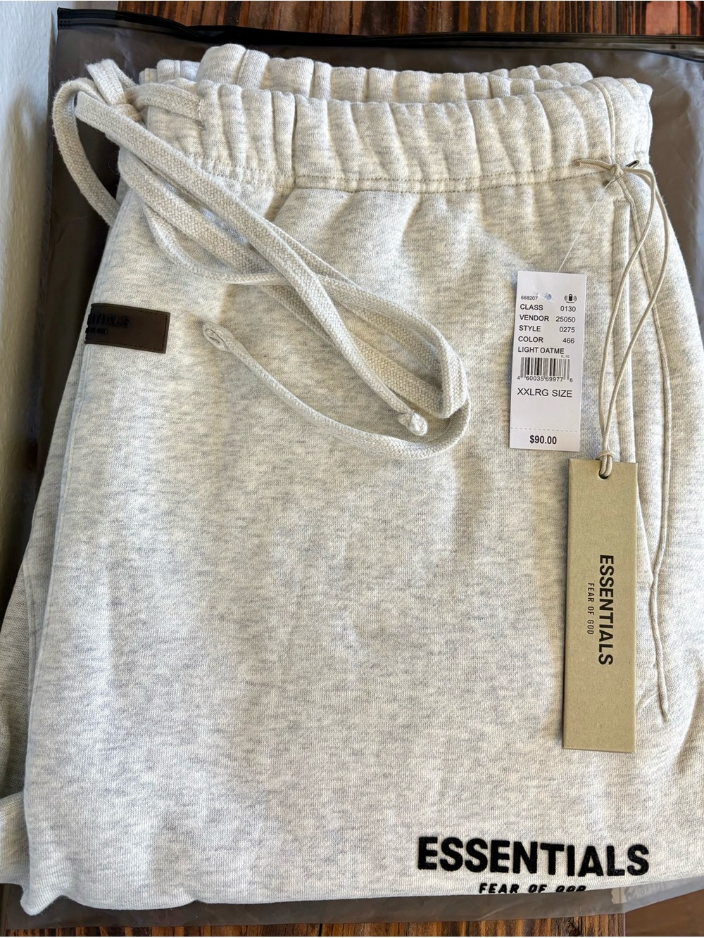 ESSENTIALS Fear of God Sweatpants, Mens XXL, Light Oatmeal, BNWT
